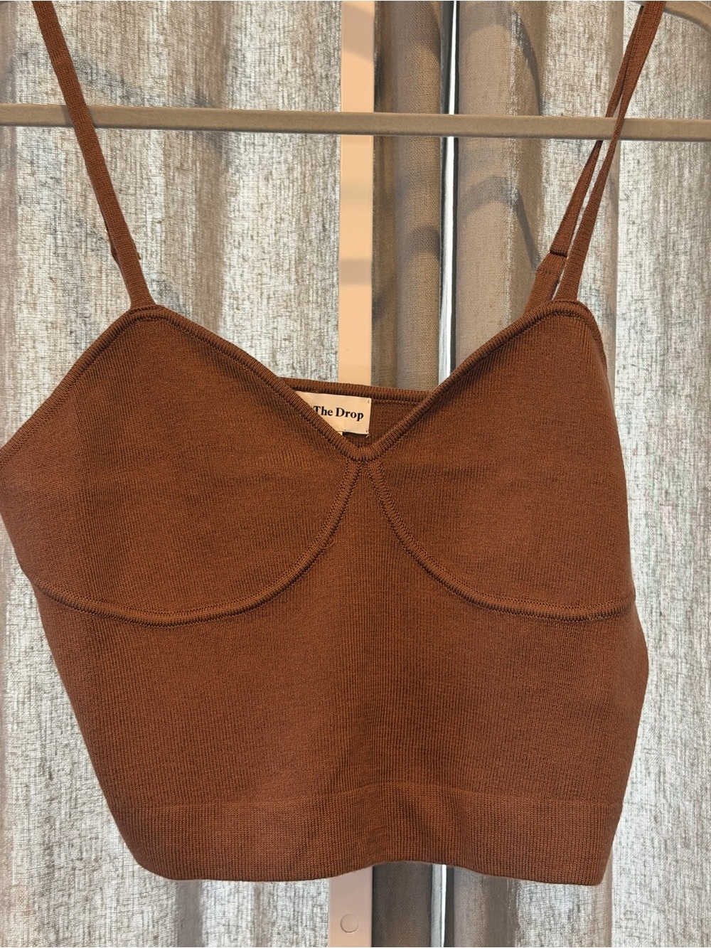 The Drop Women's Brown Knit Bustier Crop Top